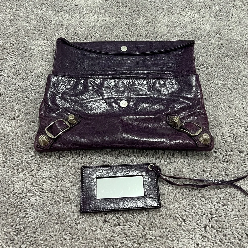 Balenciaga Dark Purple Leather Clutch - Picture 5 of 9